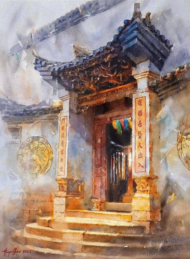 Tác phẩm "Câu đối dinh họ Vương", hoạ sĩ Bảo Huỳnh.