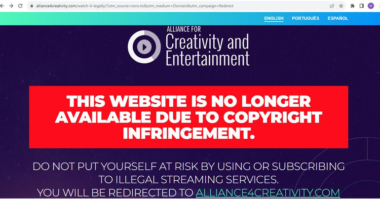 Tất cả trang web vi phạm nói trên bị đóng cửa vĩnh viễn và phát khuyến cáo không sử dụng dịch vụ trực tuyến trái phép. (Ảnh chụp màn hình)