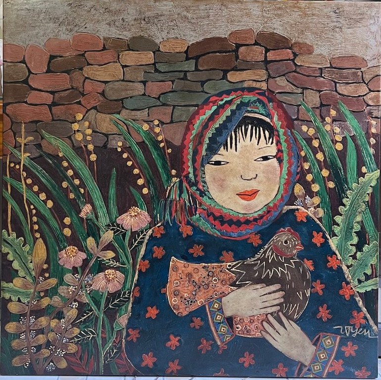 Mùa đông ấm áp (sơn mài) - Vũ Thanh Yên. (Ảnh: Ban tổ chức cung cấp)