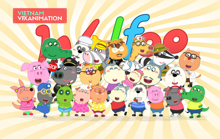 Bộ nhân vật hoạt hình sói Wolfoo. (Ảnh: Sconnect Việt Nam)