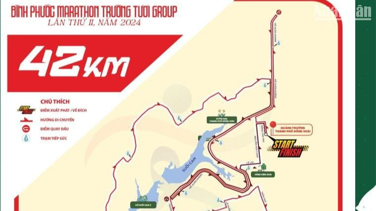 Cung đường chạy Giải Bình Phước Marathon - Trường Tươi lần II.