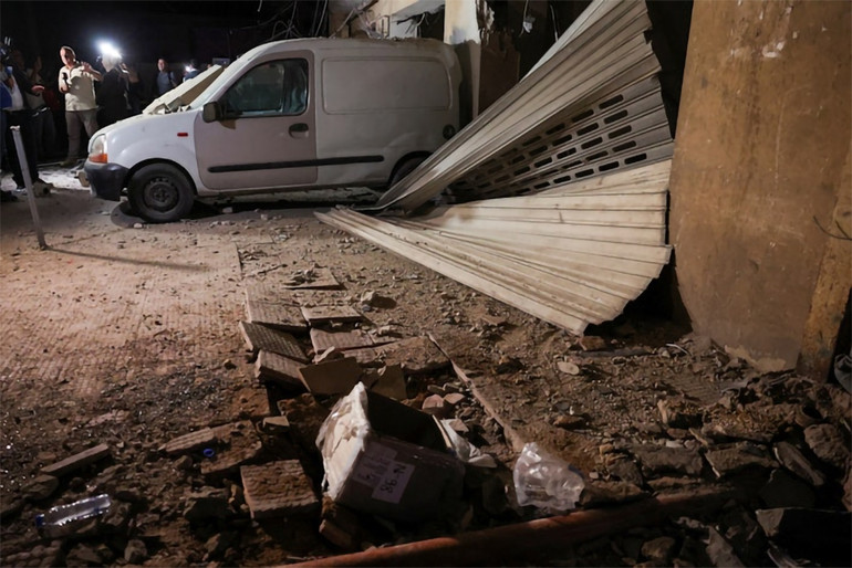 Hiện trường sau vụ không kích của Israel nhằm vào ngoại ô phía nam thủ đô Beirut, Lebanon.