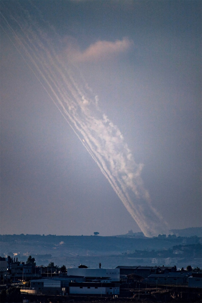 Rocket được phóng từ Lebanon về phía Israel. Hình ảnh nhìn từ phía bắc Israel, ngày 23/9.