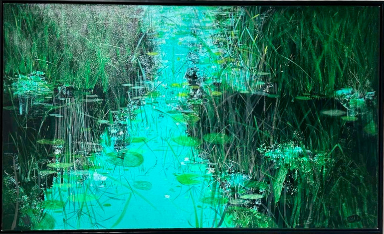 Tác phẩm "Trưa thứ Bảy" của họa sĩ Trần Mạnh Linh, giảng viên Đại học Mỹ thuật Công nghiệp. (Ảnh: Đại sứ Việt Nam tại Mông Cổ)