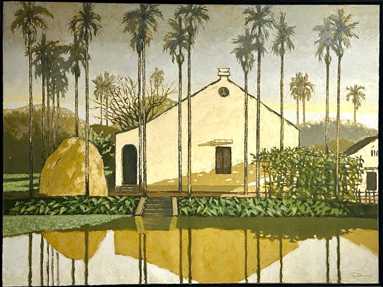 Tác phẩm "Nắng sớm ngoại ô" của họa sĩ Đặng Tiến, Chủ tịch Hội Mỹ thuật thành phố Hải Phòng. (Ảnh: Đại sứ Việt Nam tại Mông Cổ)