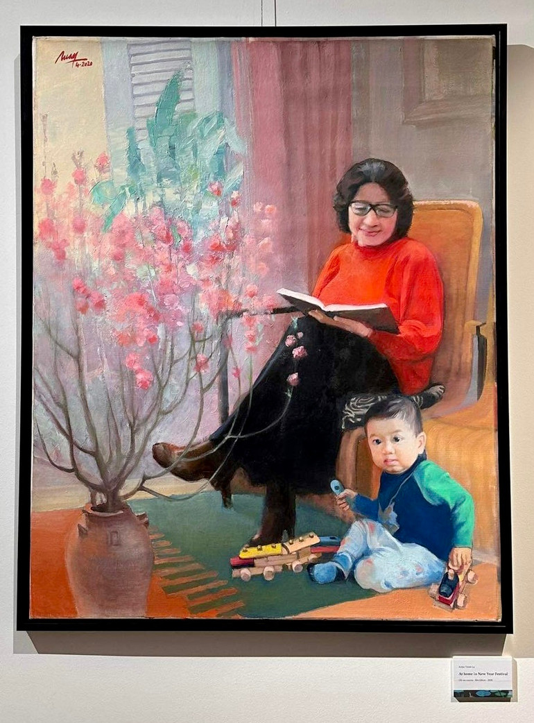 Tác phẩm "Ở nhà ngày Tết năm mới" của tác giả Trịnh Lữ. (Ảnh: Đại sứ Việt Nam tại Mông Cổ)