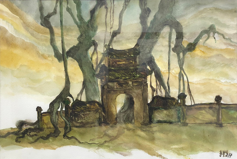 Một tác phẩm hội họa của KTS Hoàng Đạo Kính. Nguồn: NVCC.