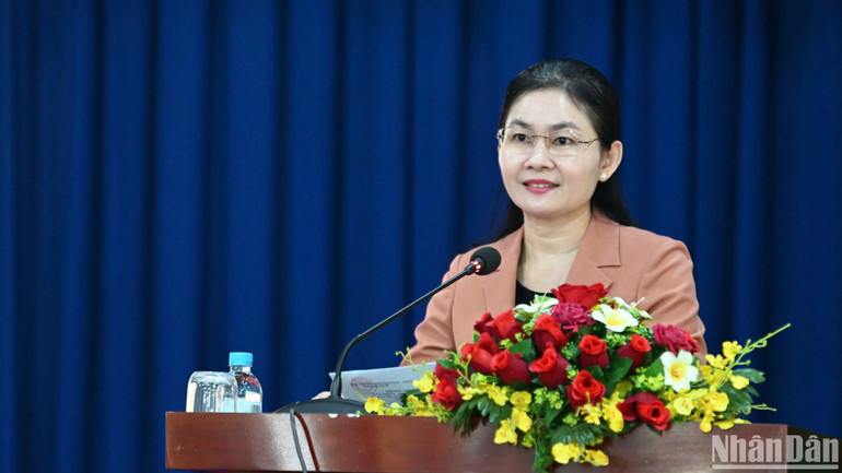 Bí thư Tỉnh ủy Bình Phước Tôn Ngọc Hạnh phát biểu tại buổi gặp mặt. Bí thư Tỉnh ủy Bình Phước Tôn Ngọc Hạnh phát biểu tại buổi gặp mặt.