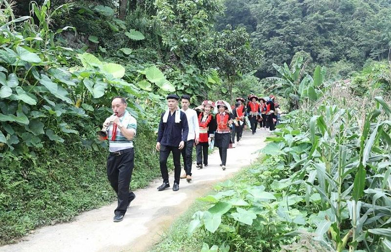 Lũng Slàng là thôn 100% người dân tộc Dao sinh sống với phong tục đám cưới rất đặc sắc. (Ảnh: Anh Tuấn/TTXVN)
