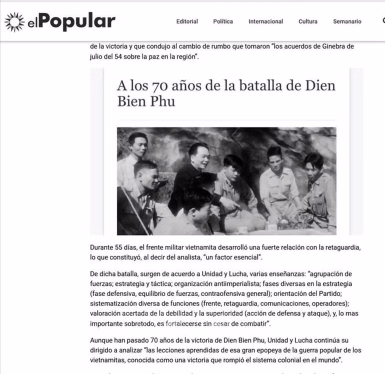 Ảnh chụp màn hình bài báo. (Ảnh: TTXVN)