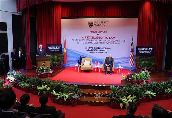 Tổng Bí thư Tô Lâm phát biểu tại Đại học Quốc gia Malaya.