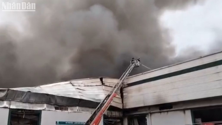 Khói từ đám cháy bao phủ một vùng trời.