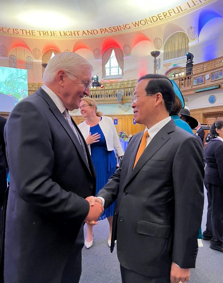 Chủ tịch nước Võ Văn Thưởng gặp Tổng thống Đức Frank-Walter Steinmeier.