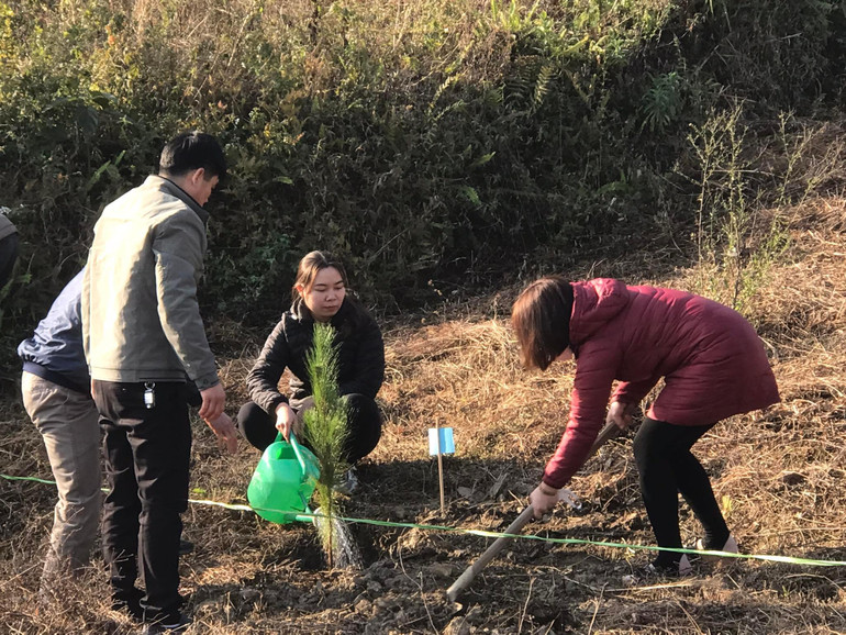 Người dân tham gia trồng cây tại huyện Pác Nặm.