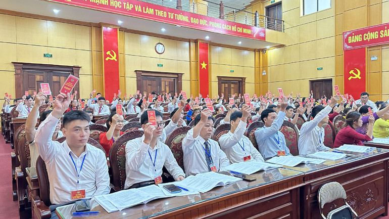 Biểu quyết tại đại hội.