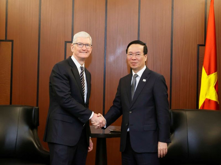 Chủ tịch nước Võ Văn Thưởng tiếp Giám đốc điều hành của Tập đoàn Apple Tim Cook.