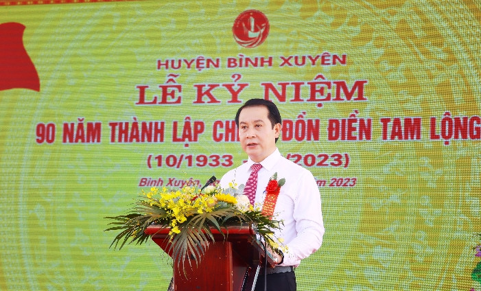 Phó Bí thư Thường trực Tỉnh ủy Phạm Hoàng Anh phát biểu tại buổi lễ.