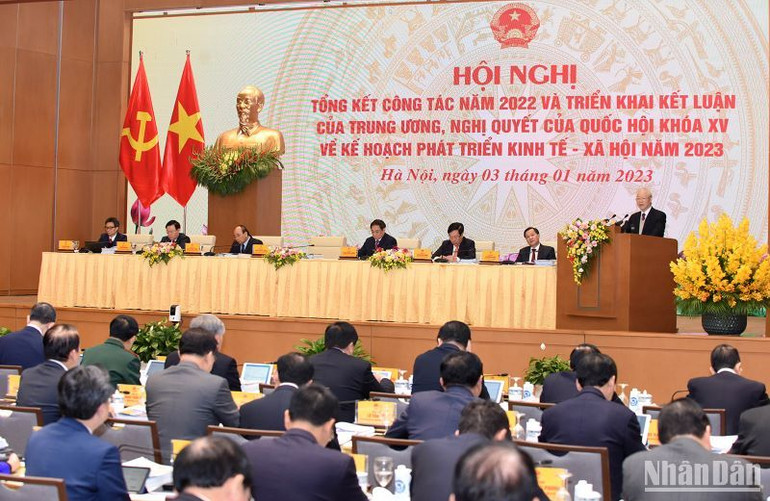 Tổng Bí thư Nguyễn Phú Trọng phát biểu chỉ đạo hội nghị.