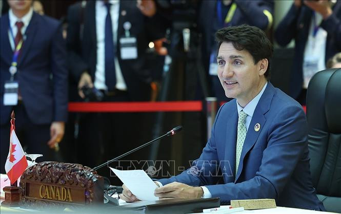 Thủ tướng Canada Justin Trudeau phát biểu tại Hội nghị cấp cao đặc biệt ASEAN - Canada về Thúc đẩy Kết nối và Tự cường.