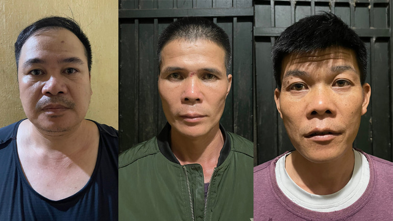 Các đối tượng (từ trái qua phải) Hà Văn Tự, Nông Thanh Vượng, Nông Văn Hà.