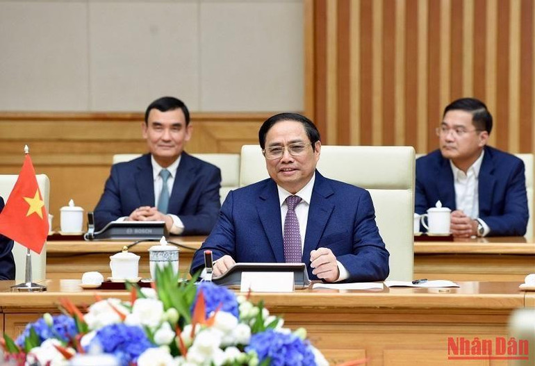 Thủ tướng Phạm Minh Chính phát biểu tại cuộc hội đàm.