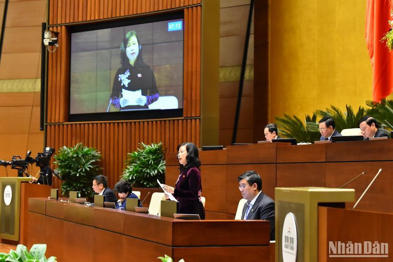 Bộ trưởng Y tế Đào Hồng Lan thay mặt cơ quan trình dự án Luật Khám bệnh, chữa bệnh (sửa đổi) tiếp thu tất cả các ý kiến đóng góp, xây dựng, liên quan đến nhiều vấn đề, nội dung còn khác nhau của dự án luật.