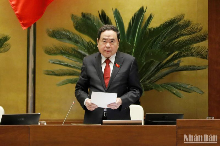 Phó Chủ tịch Thường trực Quốc hội Trần Thanh Mẫn điều hành phiên thảo luận chiều 6/1 tại Hội trường Diên Hồng.