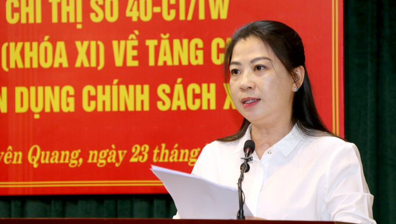 Đồng chí Lê Thị Kim Dung, Phó Bí thư Thường trực Tỉnh ủy, Chủ tịch HĐND tỉnh phát biểu kết luận hội nghị.