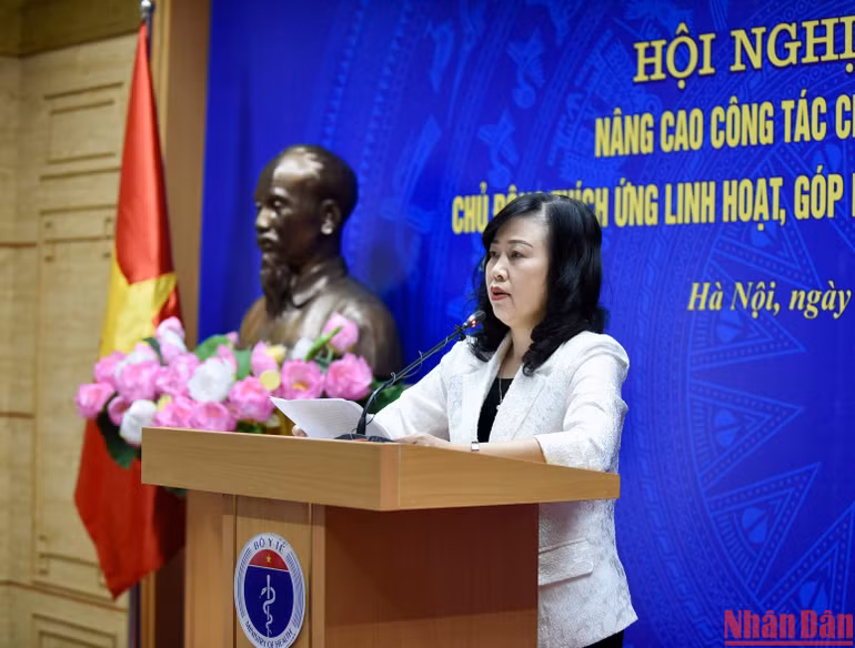 Quyền Bộ trưởng Y tế Đào Hồng Lan tại hội nghị. (Ảnh: Trần Hải)