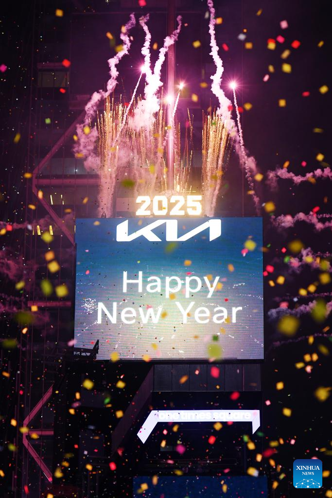 Chương trình đón năm mới sôi động tại Quảng trường Thời đại, New York, Mỹ.