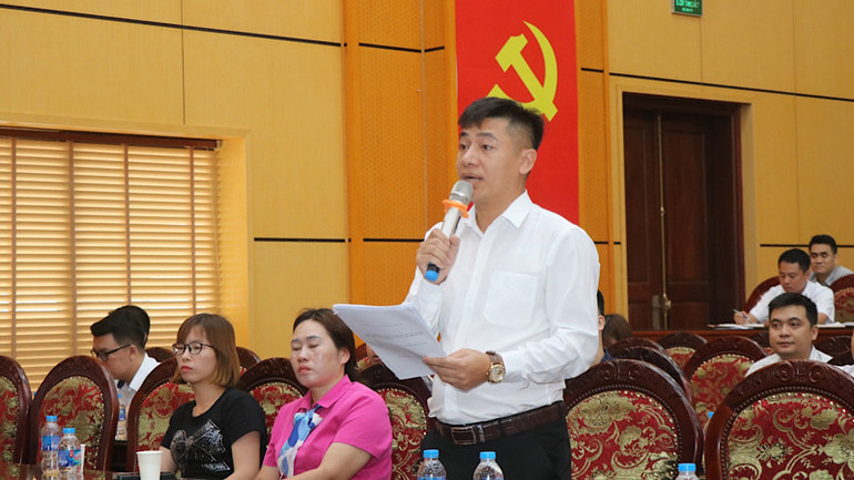 Doanh nghiệp nêu kiến nghị tại hội nghị. (Ảnh: TUẤN SƠN)