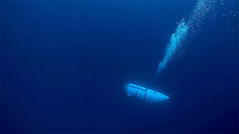 Tàu Titan trong một lần hạ độ sâu. (Ảnh: OceanGate Expeditions)