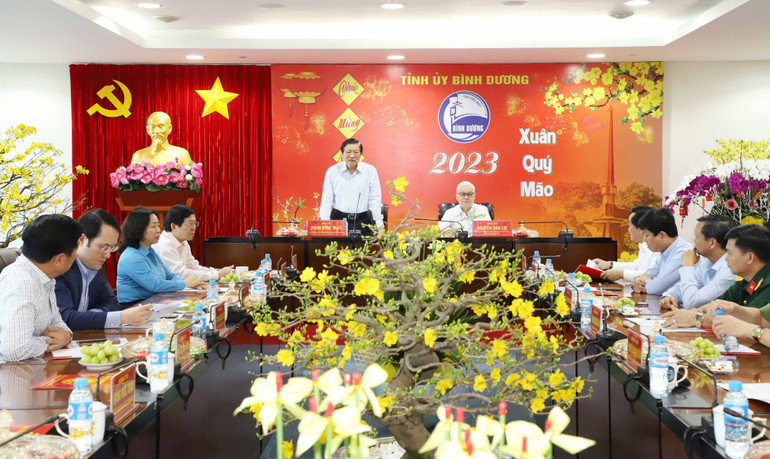 Trưởng Ban Nội chính Trung ương Phan Đình Trạc phát biểu ý kiến tại buổi thăm và làm việc.