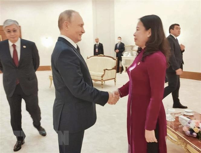 Phó Chủ tịch nước Võ Thị Ánh Xuân gặp Tổng thống Nga Vladimir Putin. (Ảnh: TTXVN)