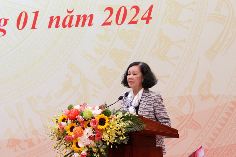 Đồng chí Trương Thị Mai phát biểu tại hội nghị. Đồng chí Trương Thị Mai phát biểu tại hội nghị.