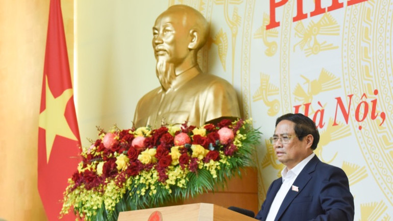 Thủ tướng Phạm Minh Chính phát biểu ý kiến chỉ đạo. (Ảnh TRẦN HẢI).