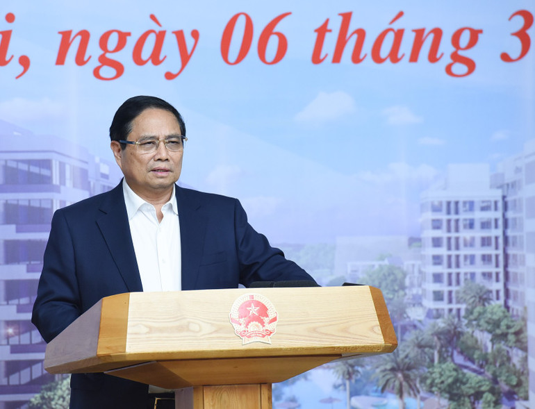 Thủ tướng Phạm Minh Chính phát biểu ý kiến tại Hội nghị. (Ảnh: TRẦN HẢI)