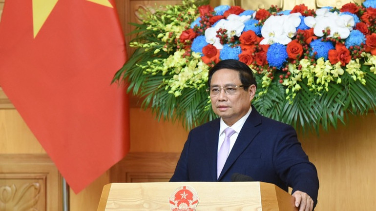 Thủ tướng Phạm Minh Chính phát biểu ý kiến tại Tọa đàm (Ảnh: TRẦN HẢI). Thủ tướng Phạm Minh Chính phát biểu ý kiến tại Tọa đàm (Ảnh: TRẦN HẢI).