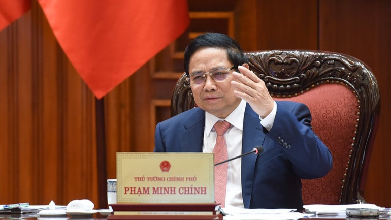 Thủ tướng Phạm Minh Chính phát biểu ý kiến chỉ đạo. (Ảnh: TRẦN HẢI) Thủ tướng Phạm Minh Chính phát biểu ý kiến chỉ đạo. (Ảnh: TRẦN HẢI)