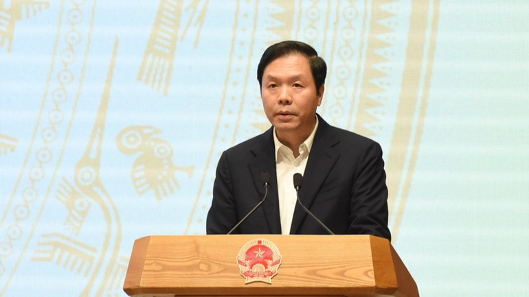 Phó Chủ nhiệm Văn phòng Chính phủ Trịnh Mạnh Linh phát biểu ý kiến tại phiên họp. (Ảnh: TRẦN HẢI)