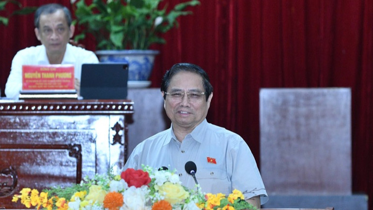 Thủ tướng Phạm Minh Chính phát biểu ý kiến tại hội nghị tiếp xúc cử tri. (Ảnh: THANH GIANG) Thủ tướng Phạm Minh Chính phát biểu ý kiến tại hội nghị tiếp xúc cử tri. (Ảnh: THANH GIANG)