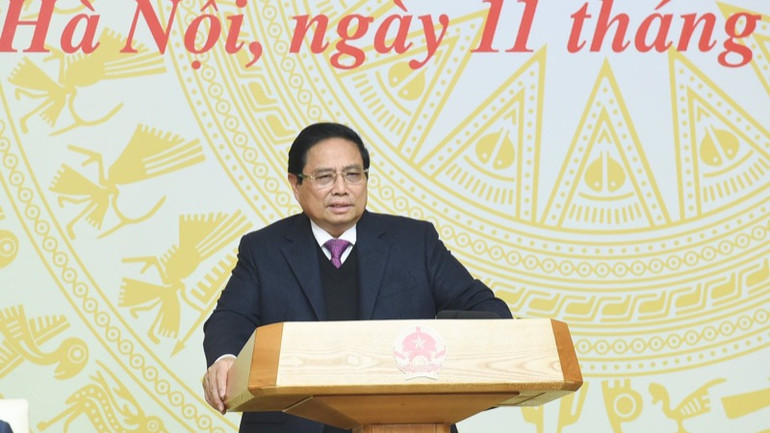 Thủ tướng Phạm Minh Chính phát biểu ý kiến tại Hội nghị. (Ảnh: TRẦN HẢI)