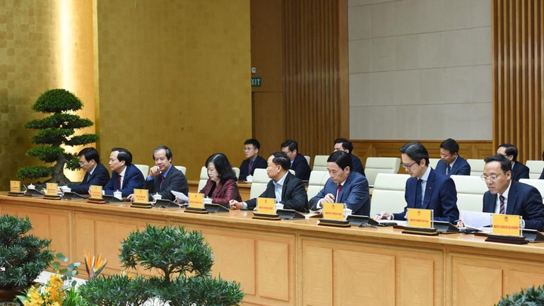 Lãnh đạo các bộ, ngành Việt Nam tham dự buổi tiếp (Ảnh: TRẦN HẢI).