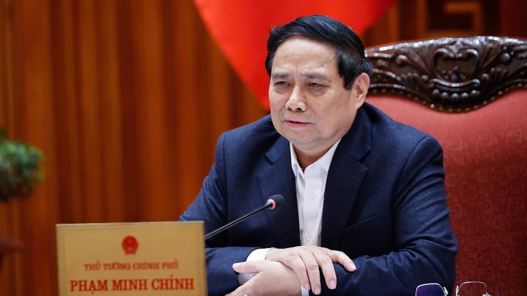 Thủ tướng Phạm Minh Chính phát biểu ý kiến tại cuộc họp. (Ảnh: TRẦN HẢI)