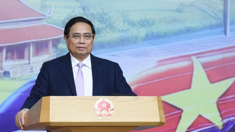 Thủ tướng Phạm Minh Chính phát biểu ý kiến tại cuộc họp. (Ảnh: TRẦN HẢI)