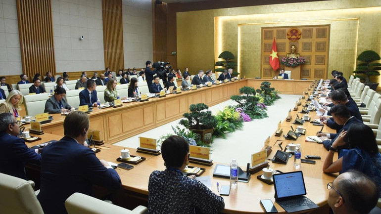 Quang cảnh buổi tiếp. (Ảnh: TRẦN HẢI)