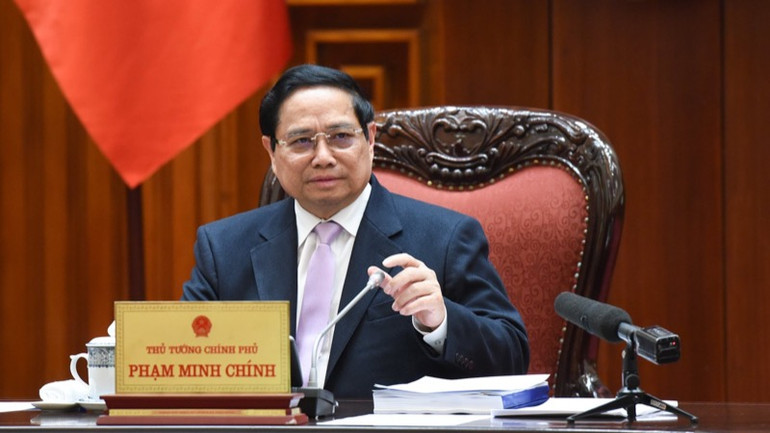 Thủ tướng Phạm Minh Chính phát biểu ý kiến tại Phiên họp thứ 10 của Ban Chỉ đạo. (Ảnh: TRẦN HẢI)