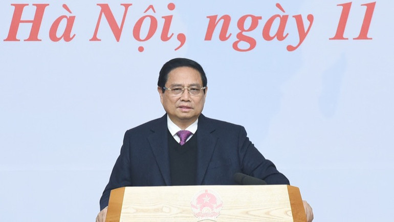 Thủ tướng Phạm Minh Chính phát biểu ý kiến chỉ đạo Hội nghị (Ảnh: TRẦN HẢI).