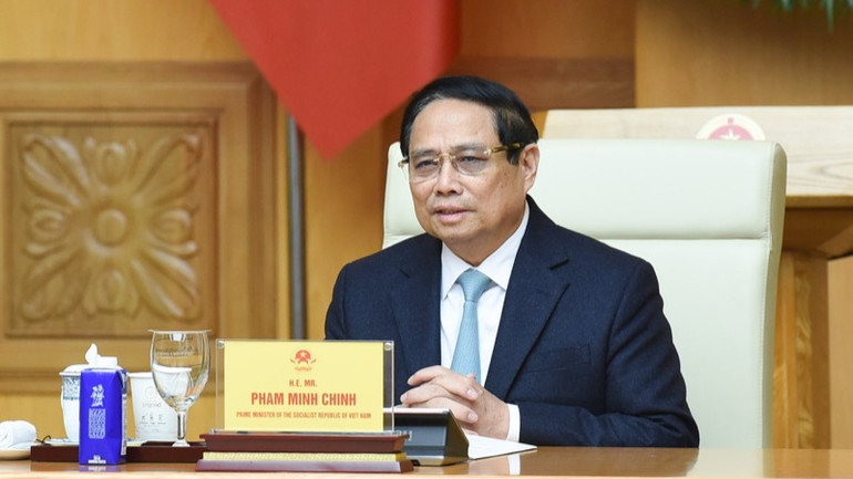 Thủ tướng Phạm Minh Chính phát biểu ý kiến khai mạc Toạ đàm. (Ảnh: TRẦN HẢI)