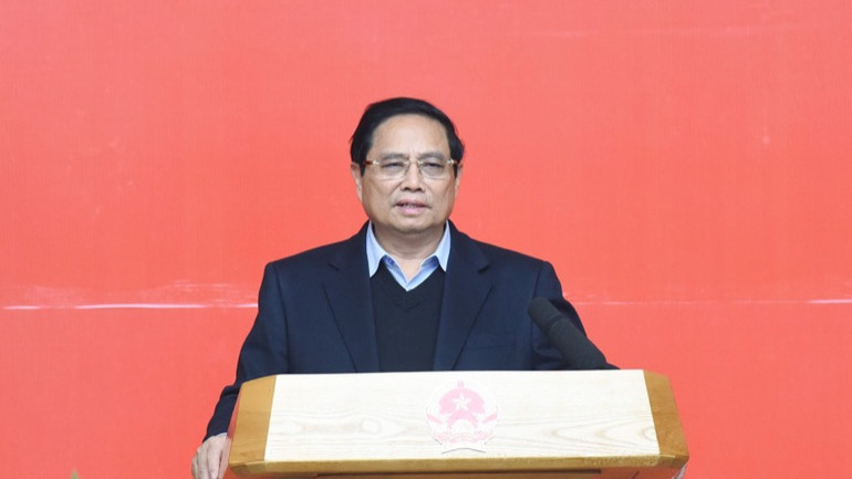 Thủ tướng Phạm Minh Chính phát biểu ý kiến Hội nghị. (Ảnh: TRẦN HẢI) Thủ tướng Phạm Minh Chính phát biểu ý kiến Hội nghị. (Ảnh: TRẦN HẢI)